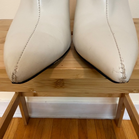 White Pointed Toe High Heel Ankle Boots - Picture 6 of 13